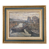 Tableau - La barque de pêche sur l'étang de Berre - F Olivier