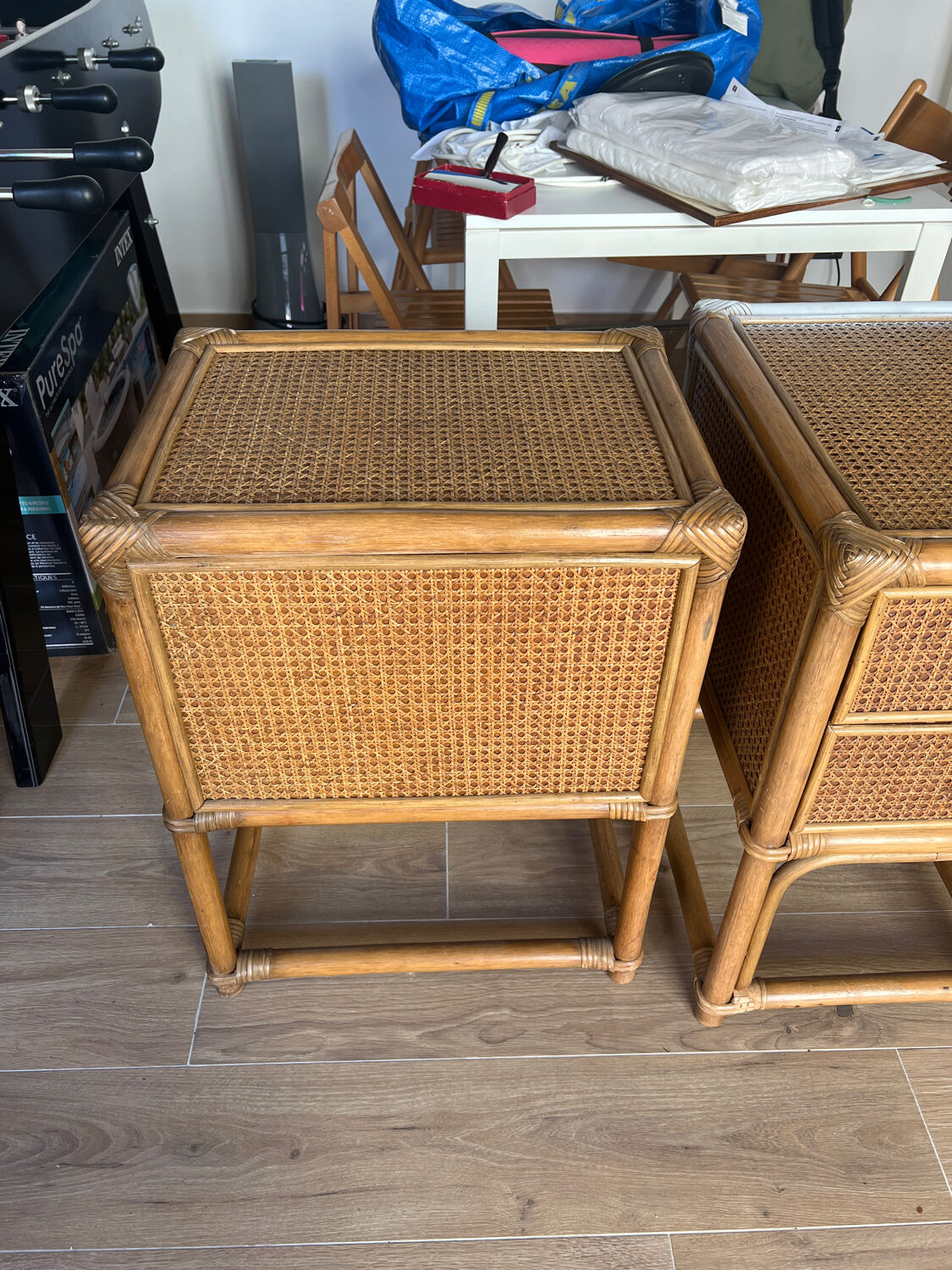 Cane bamboo bedside table