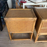 Cane bamboo bedside table