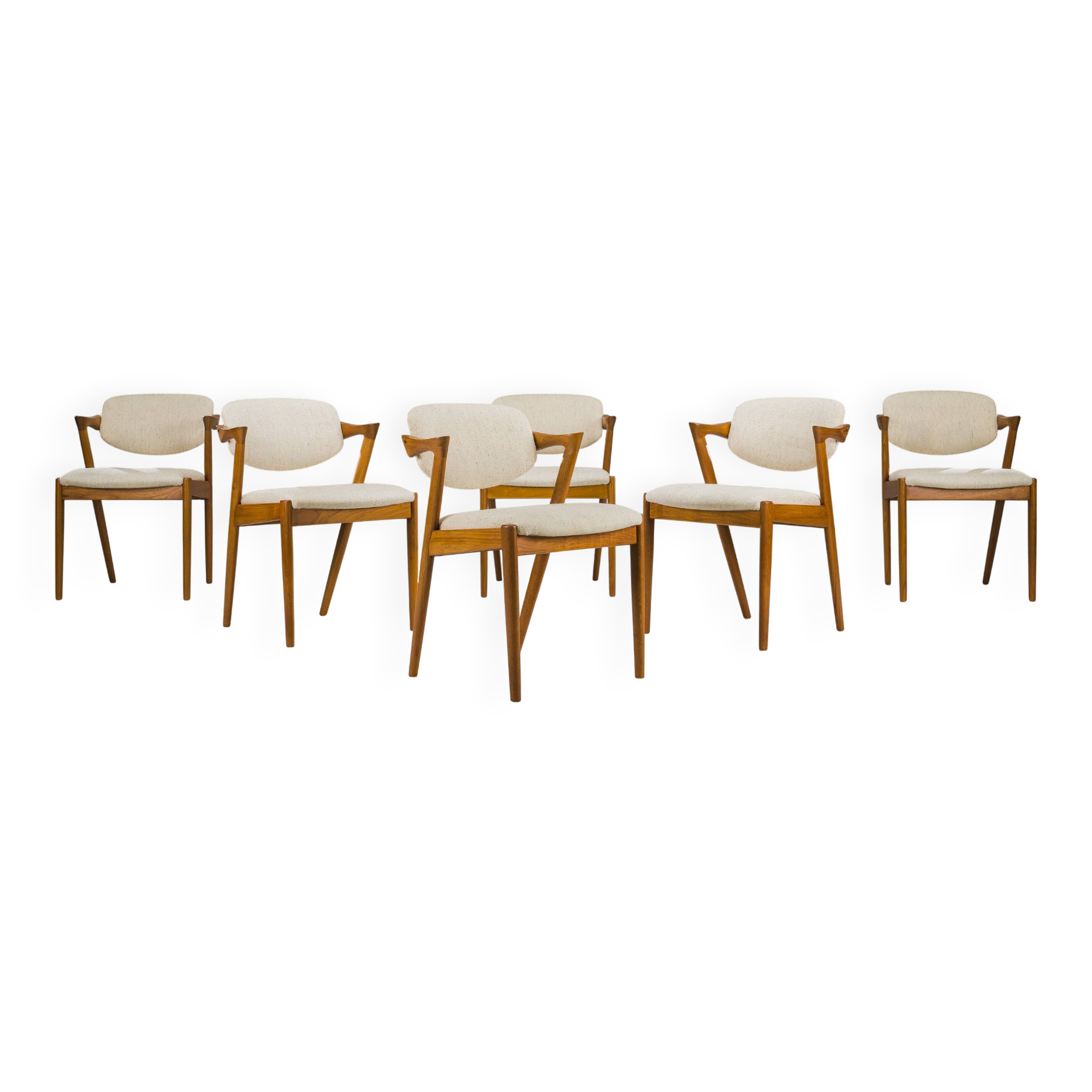 Dining Chairs Model 42 in Teak, Kai Kristiansen for Schou Andersen, 1960s,