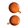 Two enameled terracotta fondue pots