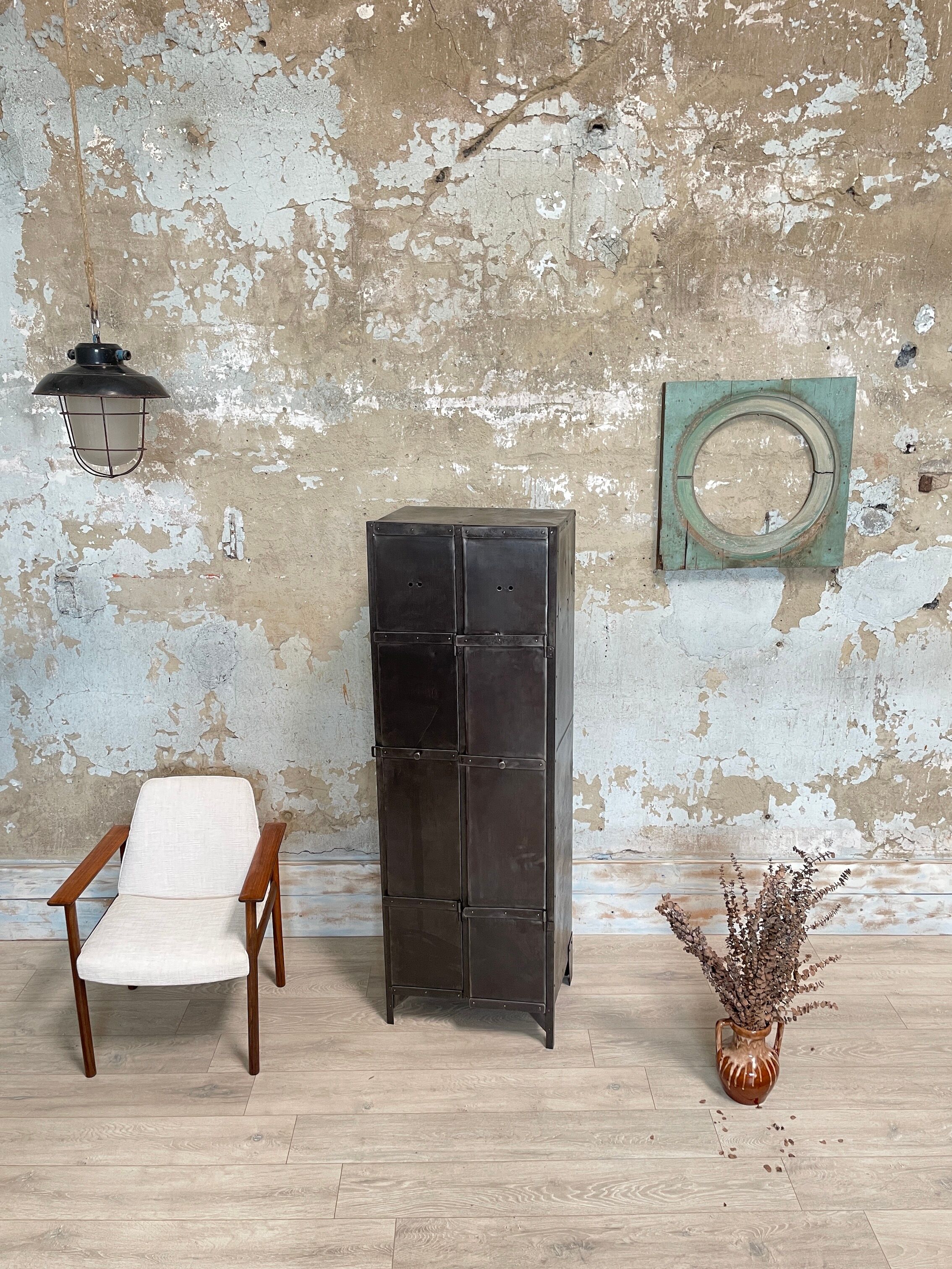 Industrial metal locker room