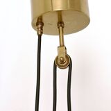 White Ceramic and Brass Adjustable Pendant Lamp, Italy