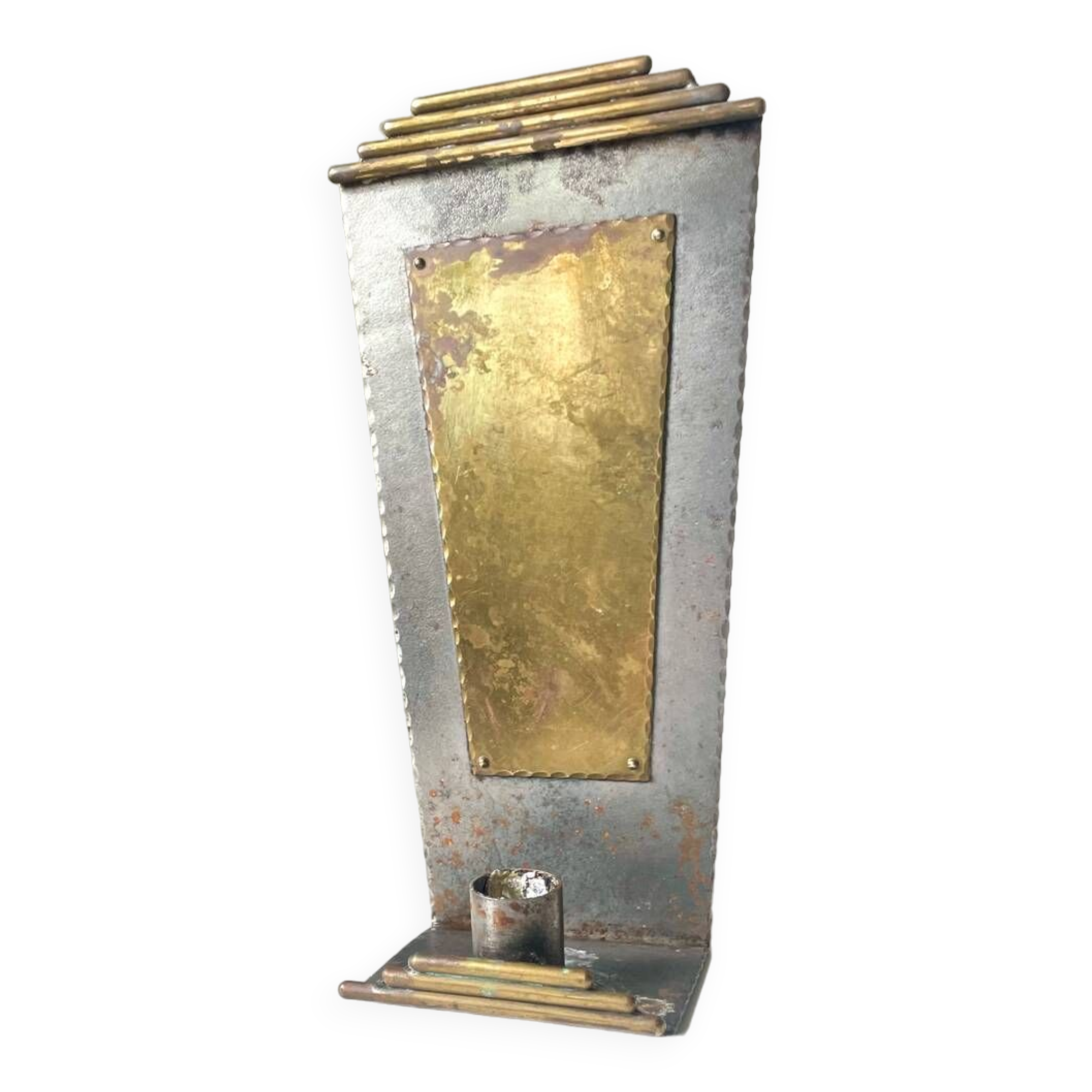 Art Deco metal & Brass Wall Candle Sconce