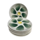 6 oyster plates Salins green earthenware cream