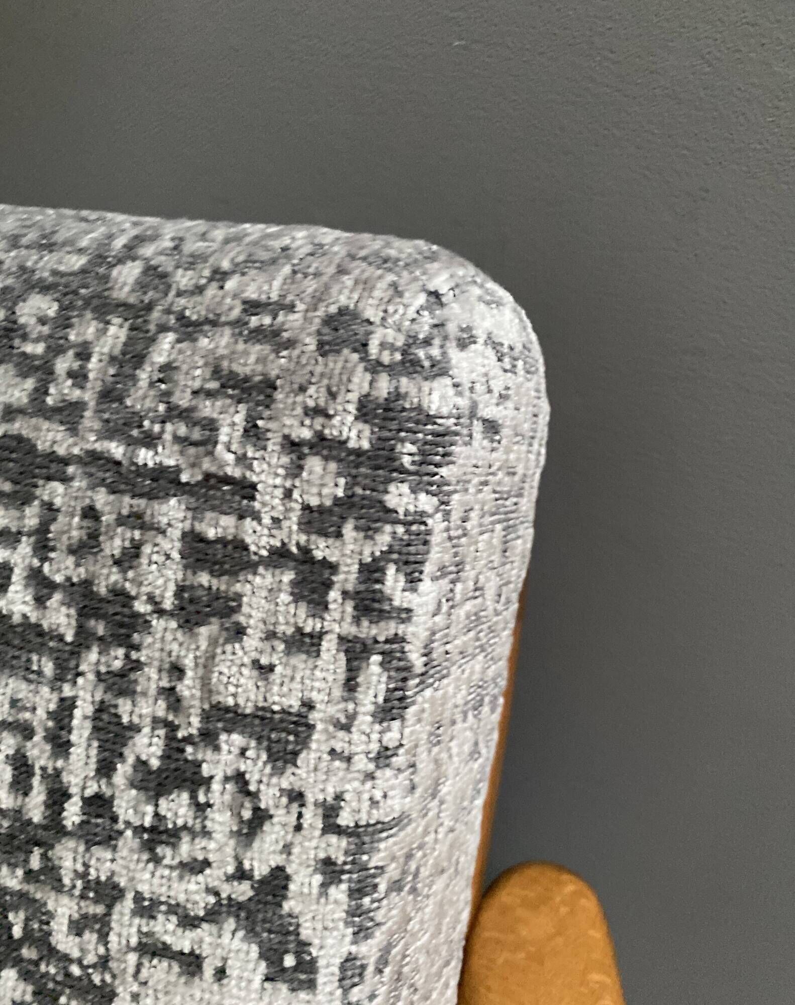 Grey fabric and wood 3 seat sofa 1960s
