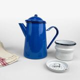 Coffee maker in midnight blue enameled sheet metal