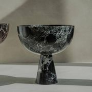 The XL Pedestal Bowl in black and green marble