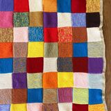 Plaid multicolore en crochet en laine vintage Granny square