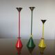 Series of 3 large candle holders signed Christian De Beaumont Memphis style in solid bronze 1980