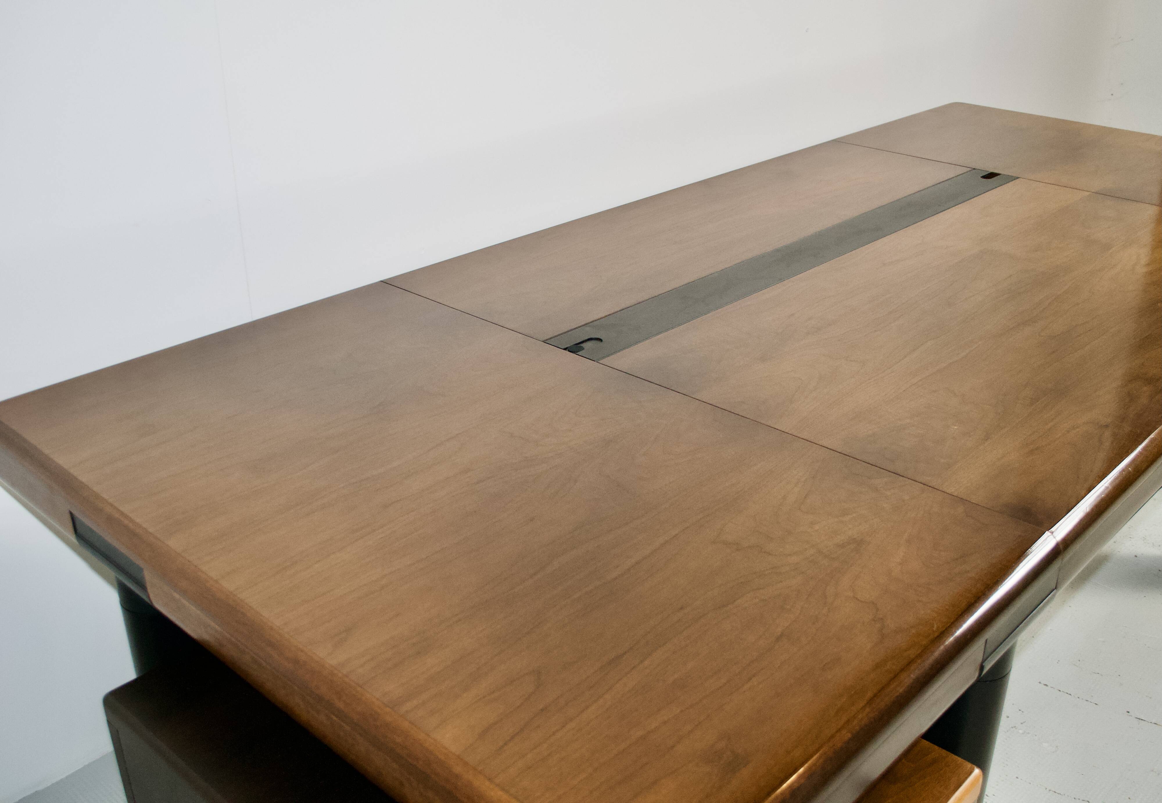 Important walnut executive desk for faram 1957 italy publisher 80's
