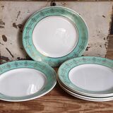 Six plates of vintage Badonviller earthenware with gold frieze