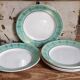 Six plates of vintage Badonviller earthenware with gold frieze