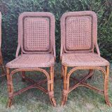 4 Perret and Vibert bamboo and rattan chairs