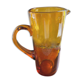 Amber pitcher bubbled glass
