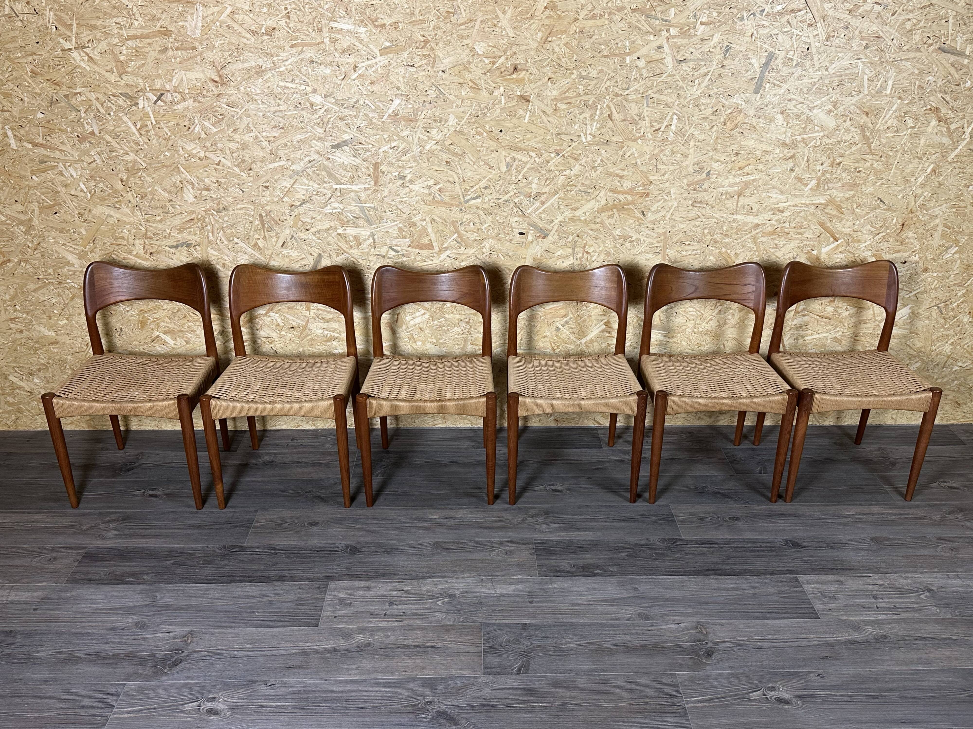 6 teak dining chairs from the 60s/70s by Niels O. Möller for J.L. Møllers 60s