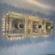 Hustadt Leuchten ice glass wall lamp sconce set of 3, 1970s Germany
