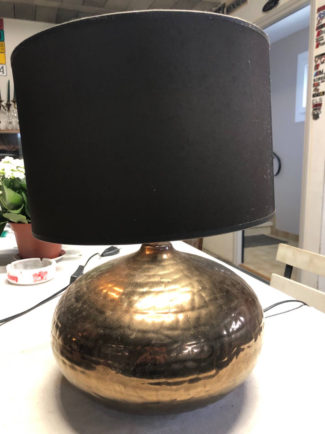 Two living room globe lamps