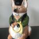 Ceramic jug representing a fox in hunting attire date 1986