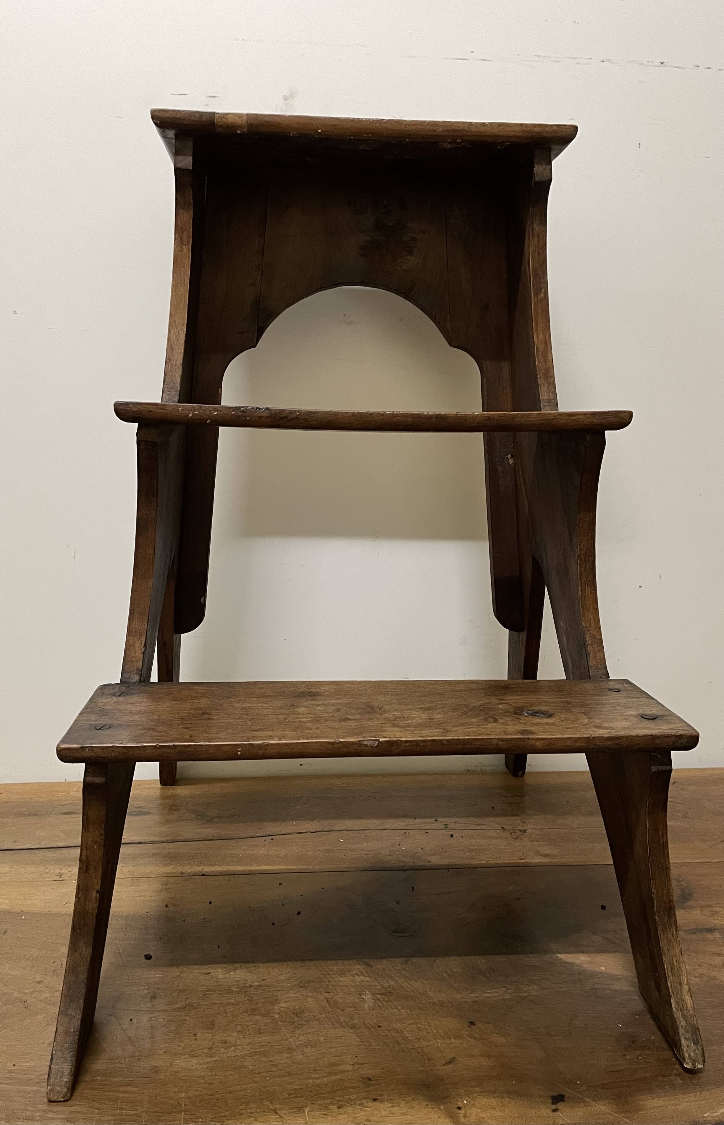Walnut bookcase step stool