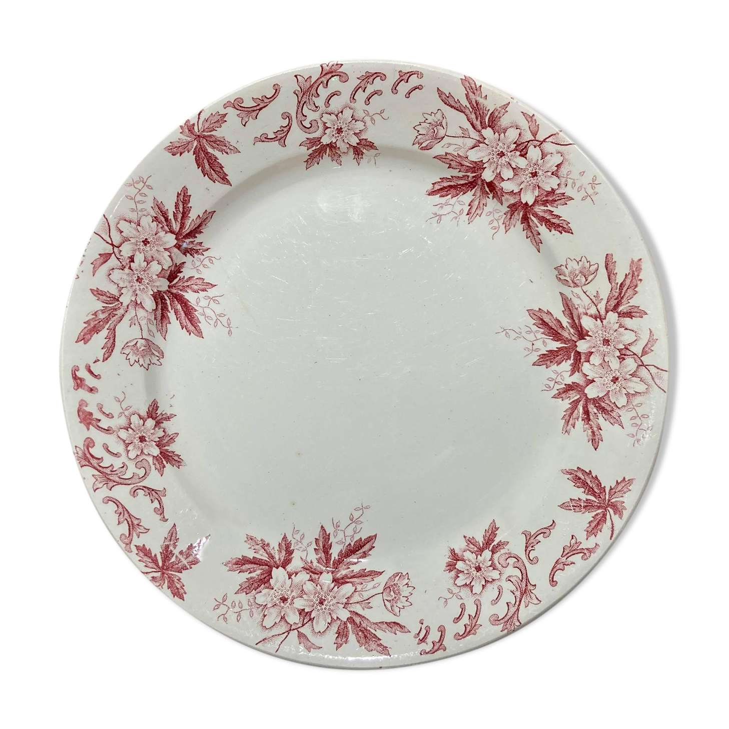 Plat rond en Terre de Fer Saint Amandinoise modèle Anémone
