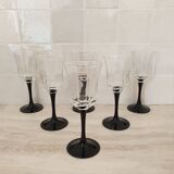 6 Octime octagonal black-footed wine glasses