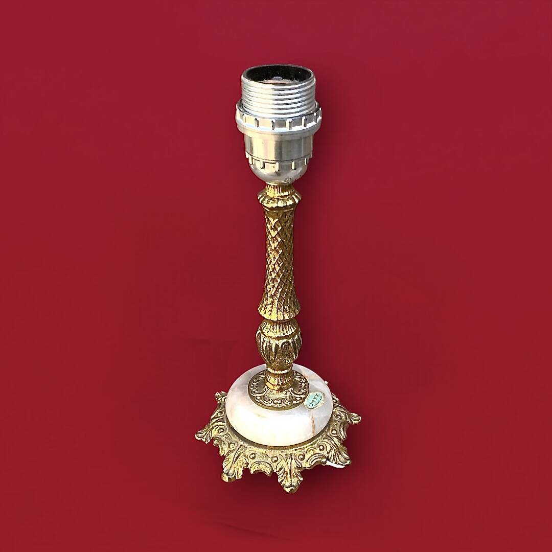Antique lamp base in gilded brass and onyx – H26 cm – 1960s