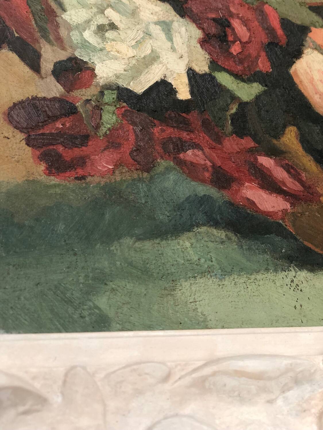 Antique oil painting, still life