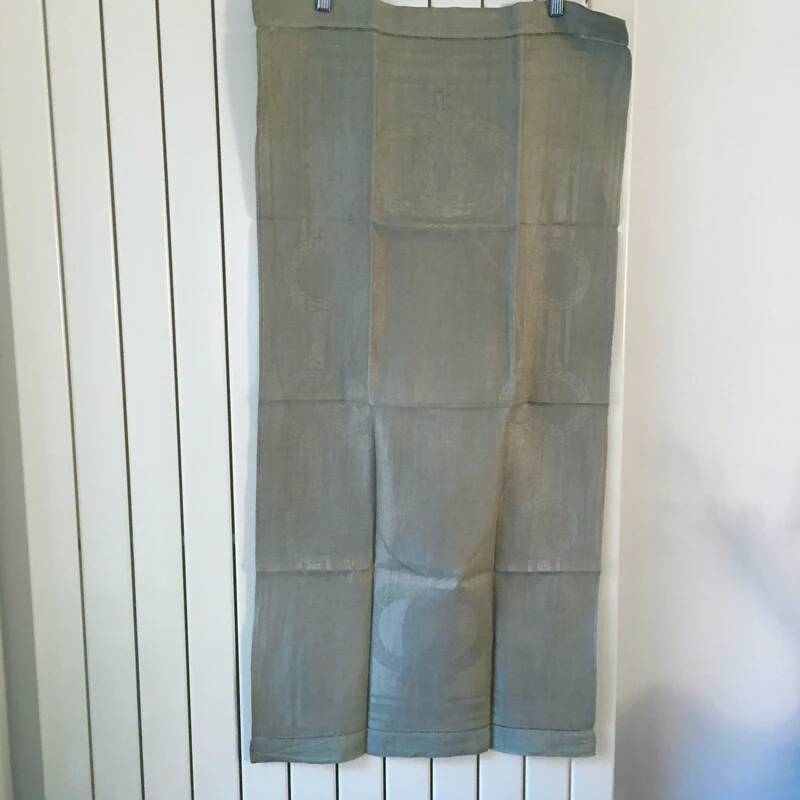 Old embroidered table centre Grey Green 55x111 cm