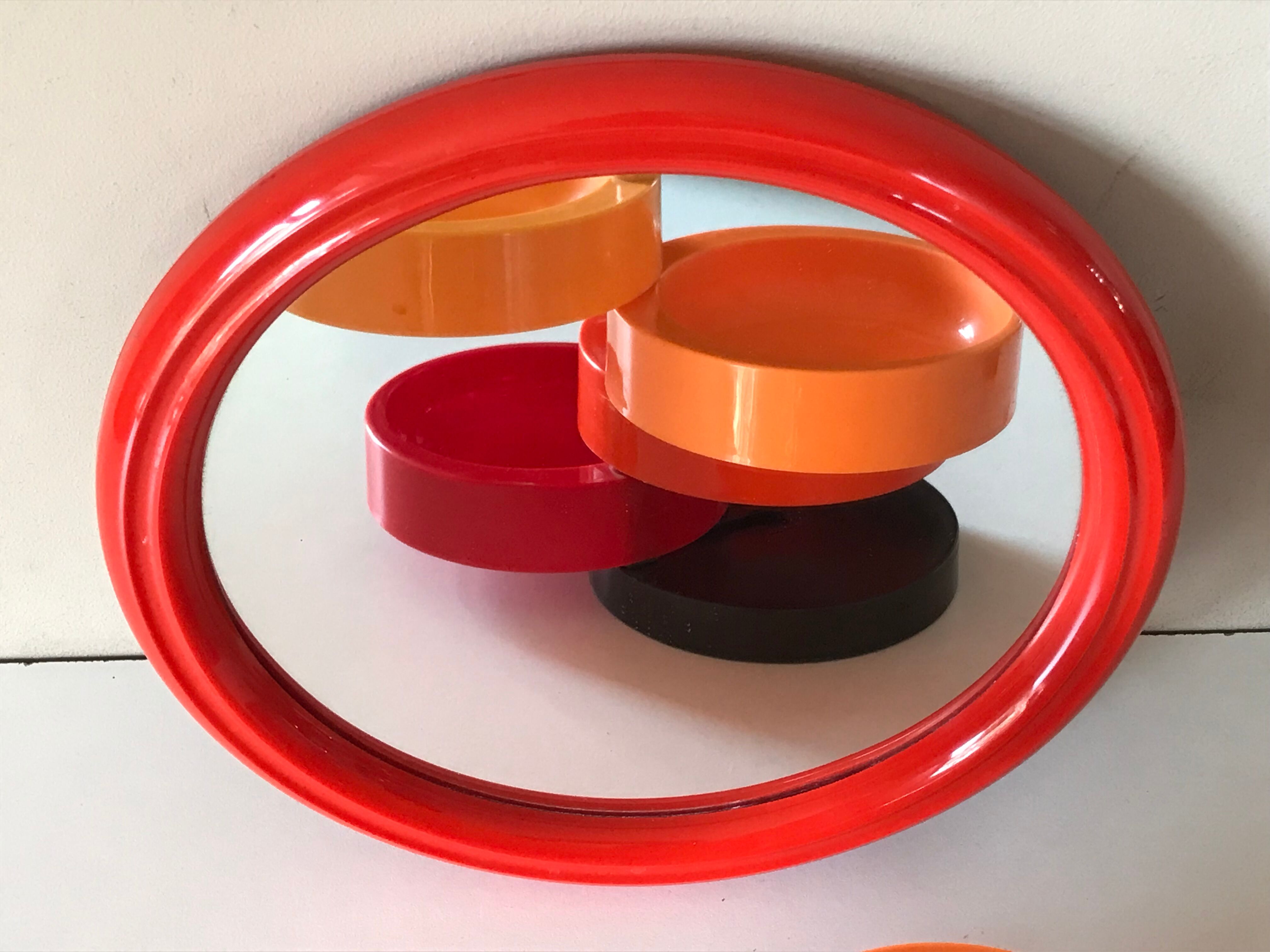 Round mirror vintage orange Years 70
