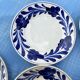 Antique dessert plates Luneville cobalt blue flowers