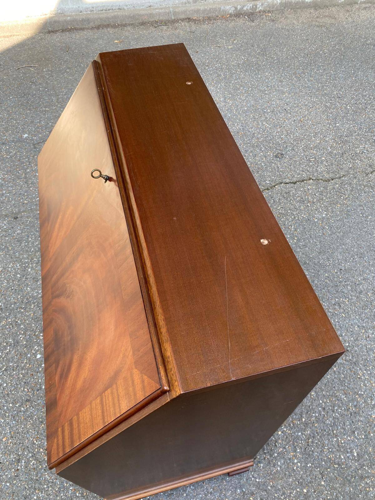 English solid wood donkey back writing desk, 20th century
