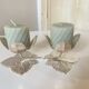 Set of 2 Silver Candle Holders - Tulip Shape on Vine Leaf