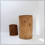Set of 2 primitive wooden pots - late 19th century
