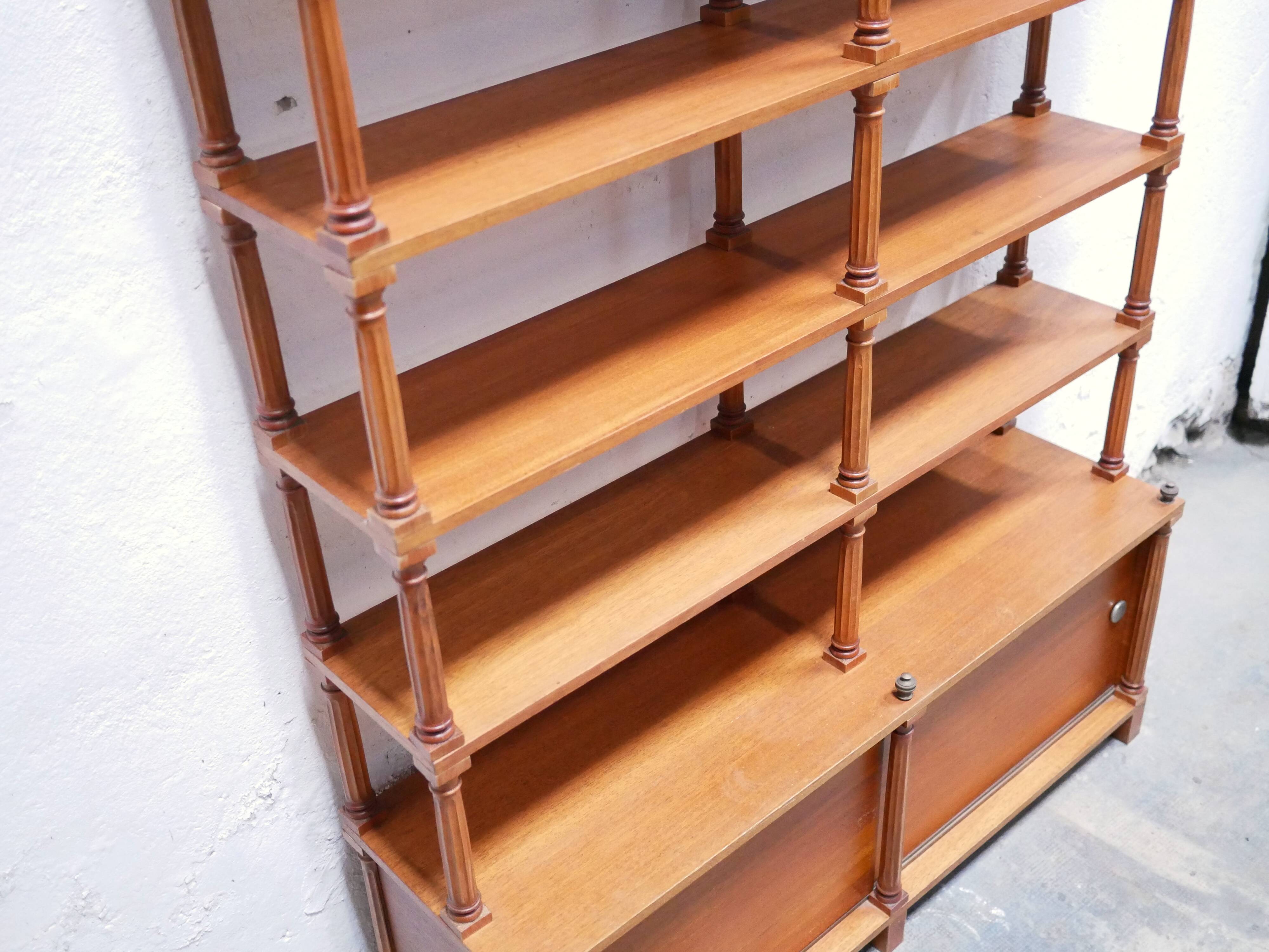 Vintage wooden bookshelf library