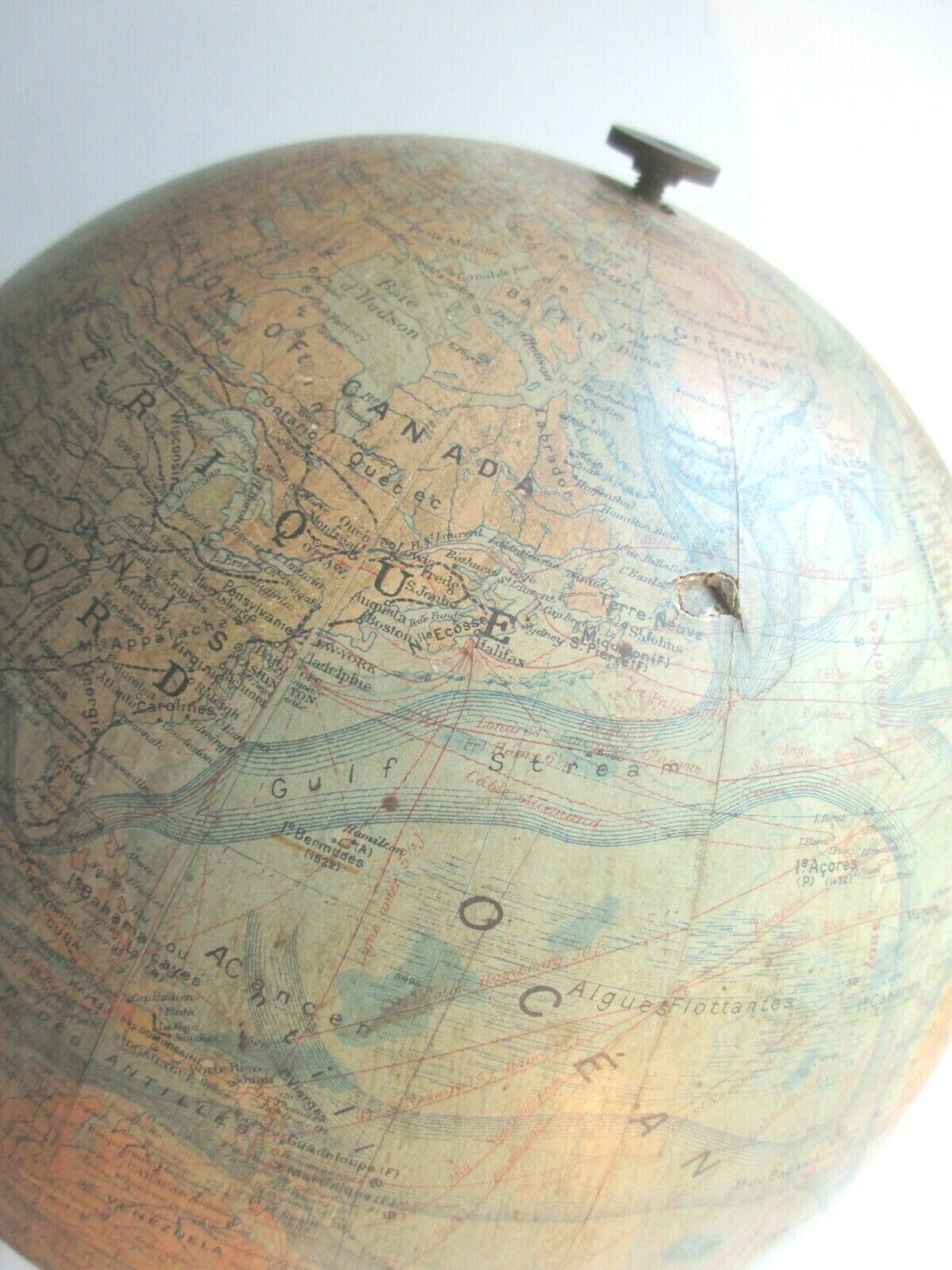 World map, Napoleon III Globe edited by FOREST, cast-iron tripod foot