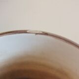 60s enamelled cone vase with fish decor, Vallauris signed Mj