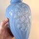 Art Deco opaline blue vase – Flowers in relief