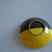 Bicolour ceramic cup in black and yellow signed Luc Vallauris 1950
