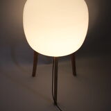 1970s upcycled glass and oak lamp