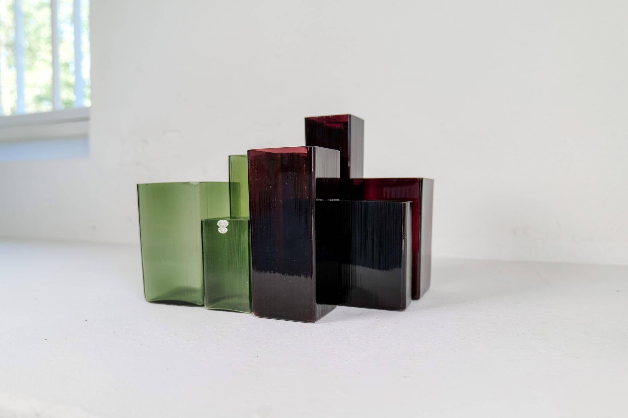 Mid-Century Collection of Seven "Ice" Vases by Gullaskruf, Sweden, 1960s