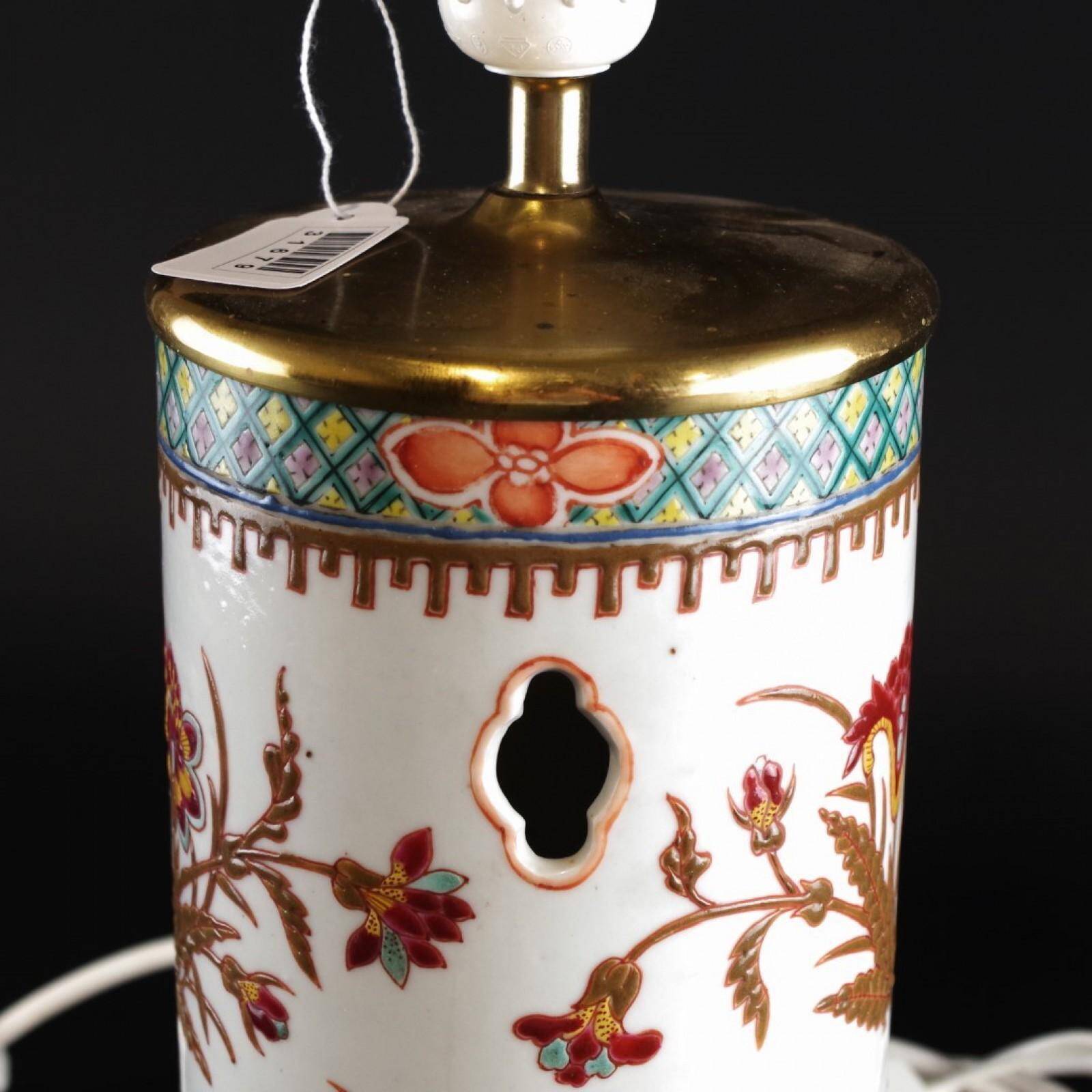 Hand-painted Flower Motif Porcelain Table Lamp, Qing Dynasty, China