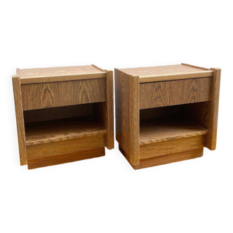 Pair of brutalist bedside tables, 1950s