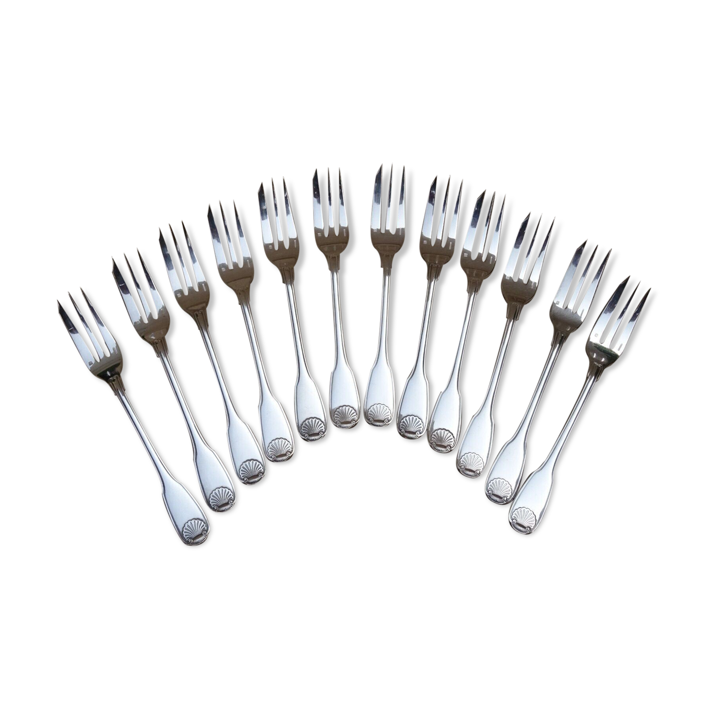 Christofle 12 cake forks silver metal model Vendome