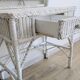 White rattan dressing table, shabby chic style, 1970s.