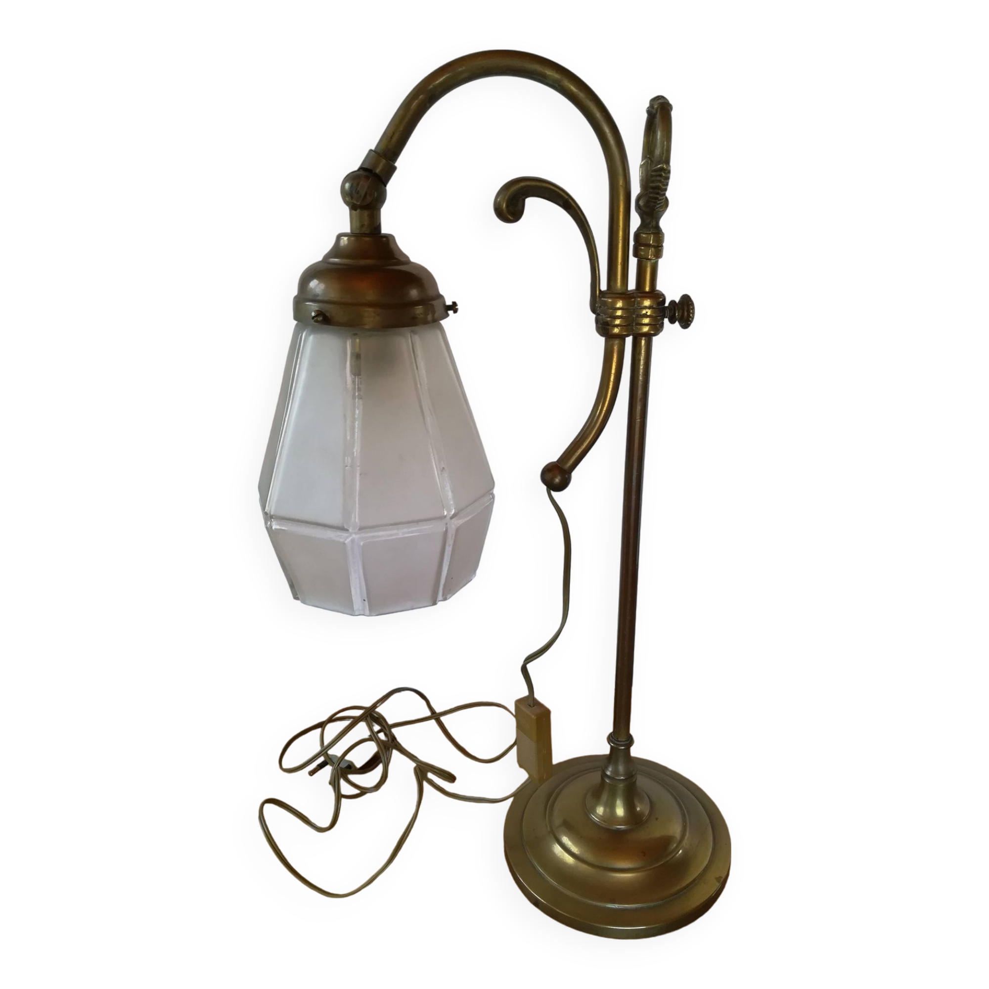 Art deco brass swan neck lamp
