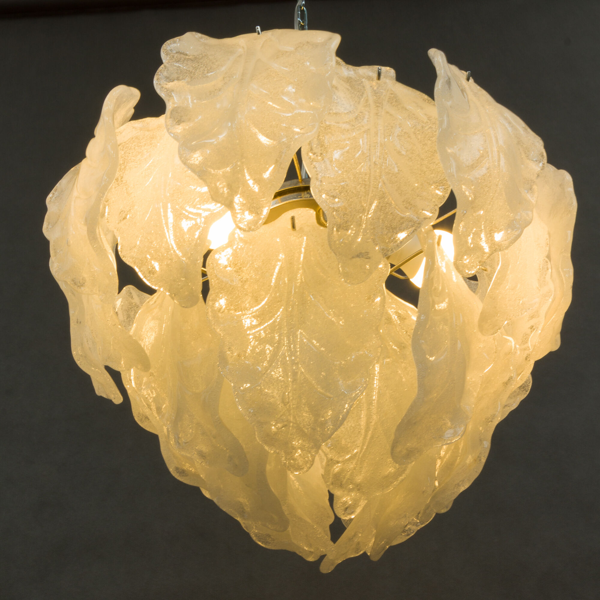Lustre italien givré en verre de Murano