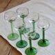 6 mismatched vintage Alsace wine glasses – Green stems