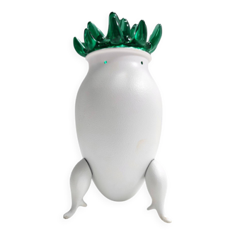 Green Murano Glass and White Aluminum Table Lamp, Italy