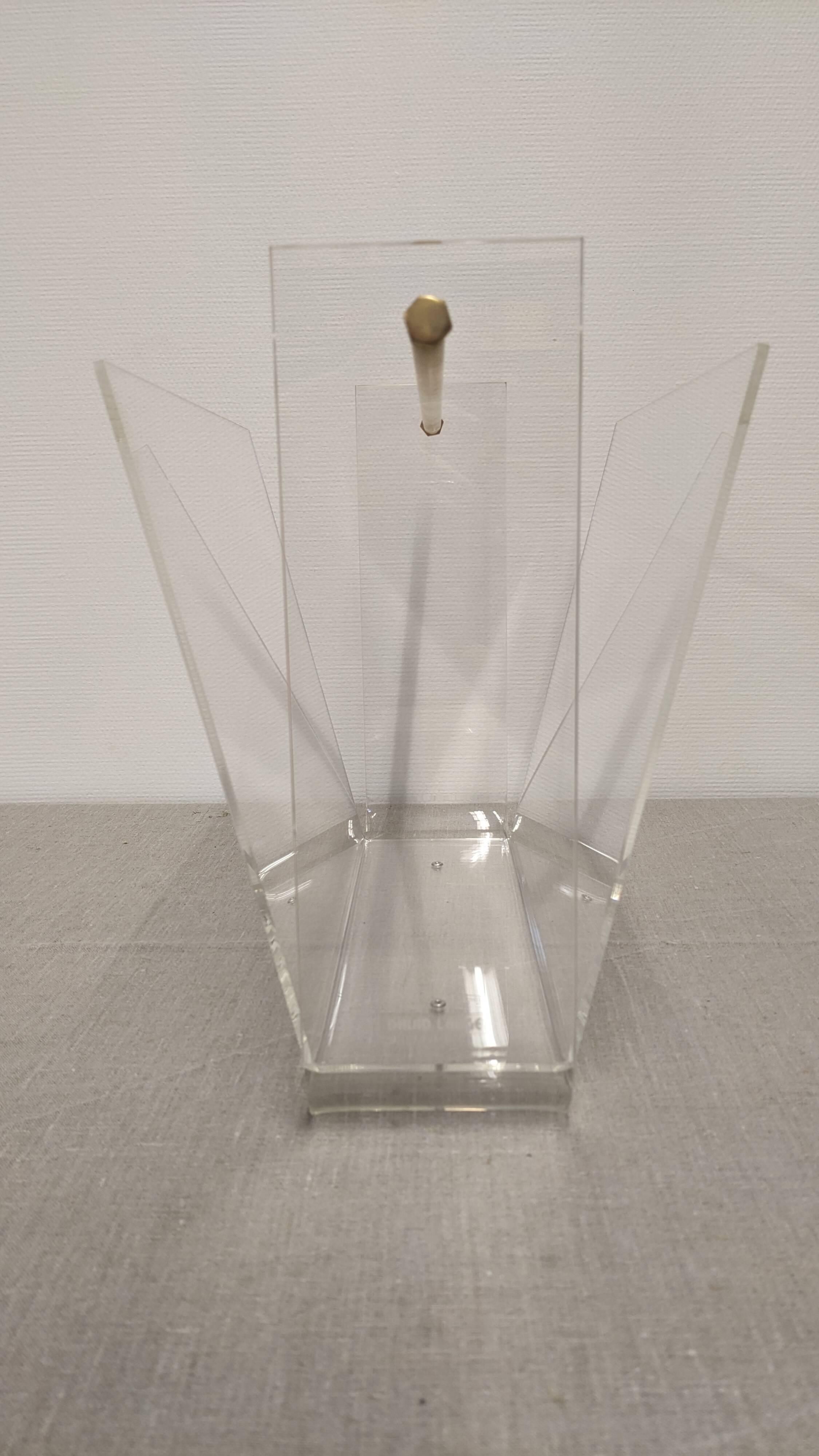 Acrylic magazine rack by David Lange, France circa 1970.